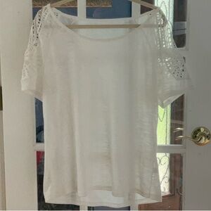 Lascana top with cold shoulder crochet top. White. Size 12/14